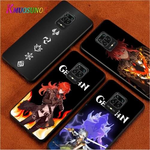 Anime Genshin darbe For Xiaomi Redmi Note10 10S 9T 9S 9 8T 8 7 6 5A 5 4 4X Prime Pro Max Black Phone Case