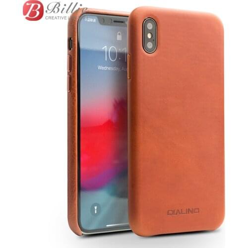 QIALINO Genuine Leather Phone Case For Apple For iPhone X/XS Fashion Luxury Handmade Ultra Thin Back Cover For iPhone XS Max