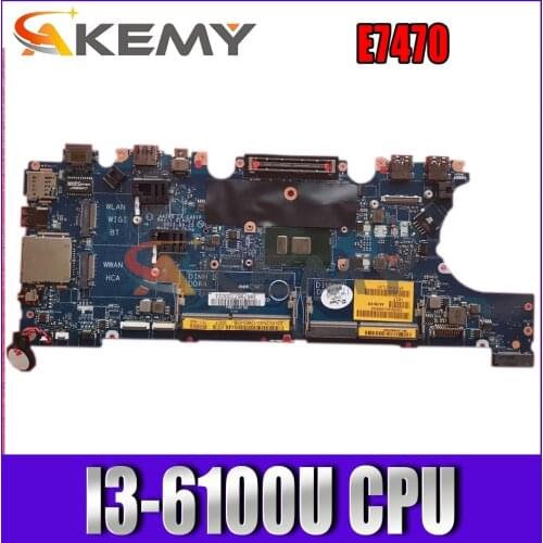 CN-0V2N4V V2N4V FOR Dell Latitude E7470 Laptop Motherboard AAZ60 LA-C461P REV:1.0(A00) I3-6100U Mainboard notebook PC 100%tested