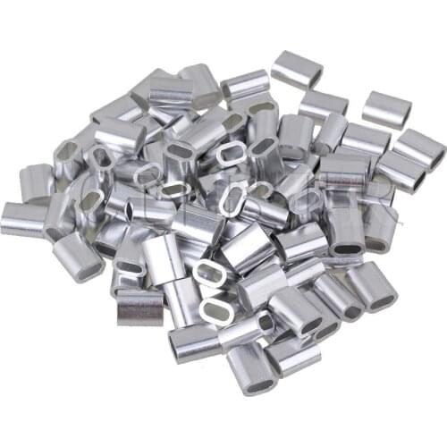 CNBTR Silver Color Oval Shape Aluminum Clip Wire Rope Swage Clip M3 Set of 100