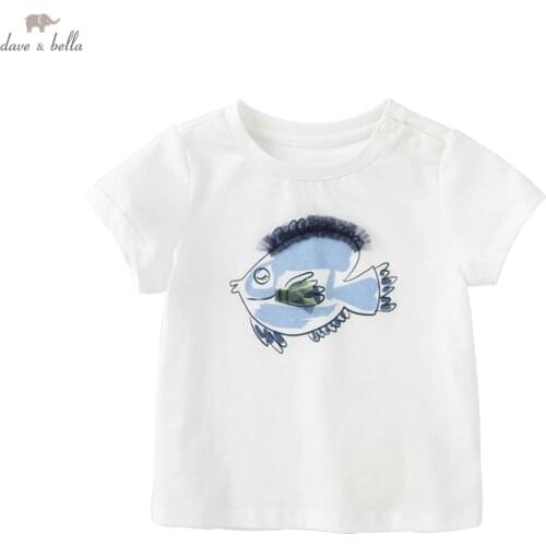 DB17459 dave bella summer baby girls cute cartoon T-shirt children tops girl kids fashion tees