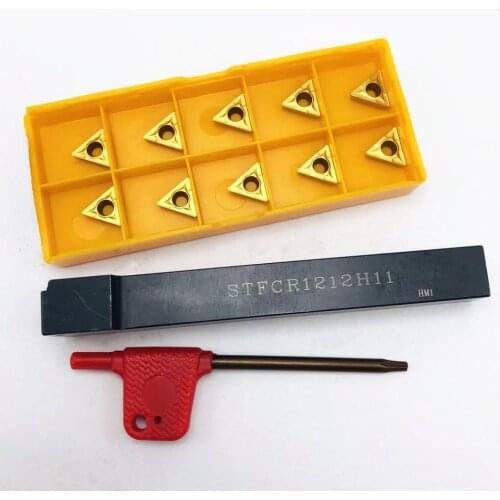 1PCS STFCR1212H11 91 degree external turning tool holder for lathe tools + 10PCS TCMT110204 carbide slotted blade turning tool