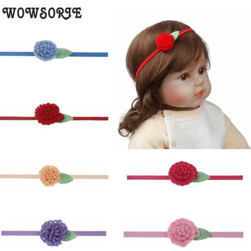Baby headband Felt Flower Leaf Headband Beaded Satin Ribbon Flower Kids Headwear Photography Props baby girls Hair Accessories