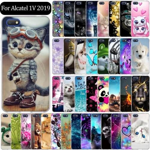 For Alcatel 1V 2019 Cover Soft TPU Phone Case For Alcatel 1V 5001d 2019 Case Silicone Back Cover Printing Cartoon Cute Cat Anime