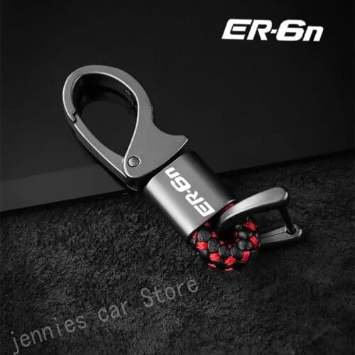 For KAWASAKI ER6N 2009 2010 2012 2016 2017 motorcycle Accessories Custom logo hanging waist with metal leather cord keychain
