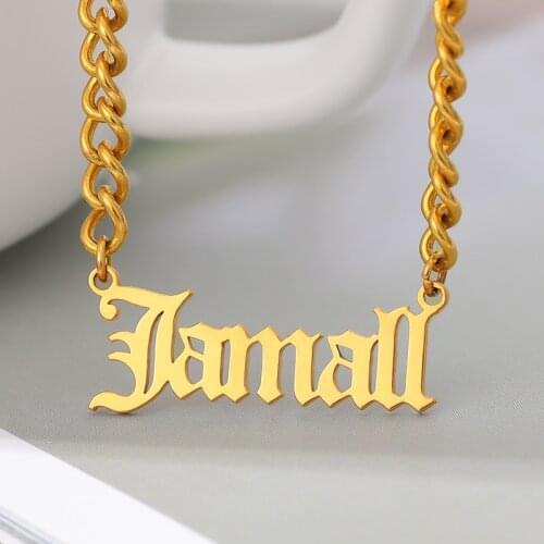 Personalized Custom Name Necklace Pendant Gold Color Cuban Chain Customized Nameplate Necklaces for Women Men Handmade Gifts