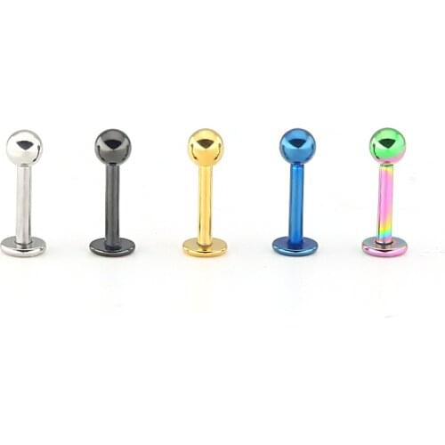 Surgical Steel Lip Stud Labret Ring Nail Ball Body Piercing Jewelry Ear Tragus Flat Cartilage 16G 3mm Ball Gold Earring