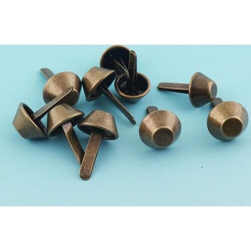 Brass Purse Feet 100pcs 9mm Mini Nailheads Spots Metal Handbag bottoms Studs Cone Spots Nailheads Studs for Bag/ Belt Leather