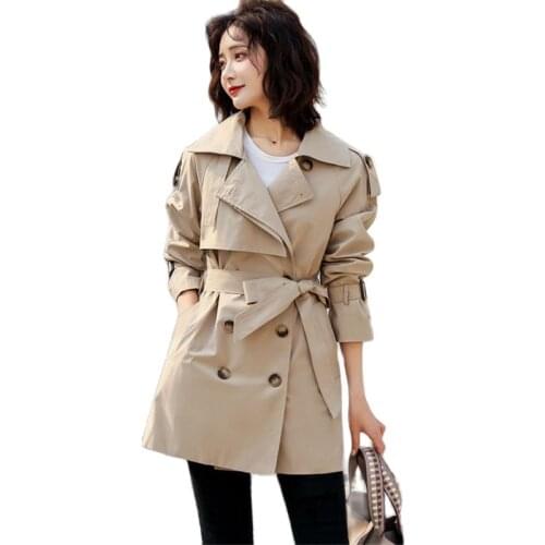 Fashion Windbreaker Womens Clothing British 2020 Spring Autumn Korean Loose Long Trench Coats for women Khaki m369