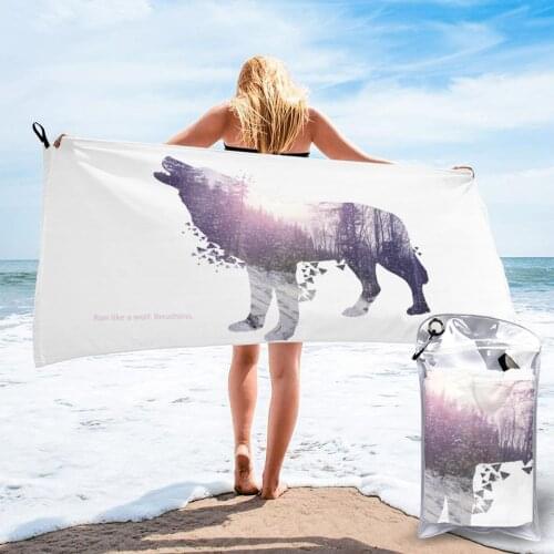 Wearable Bath Towel Wolf Silhouette Unique Towel for Hotel Home Bathroom Gifts Women Bathrob