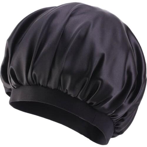 New Beauty Imitation Silk Night Sleep Night Cap Hair Bonnet Hat Head Cover Bonnet Hat Turban Wrap Band Elastic For Curly Springy