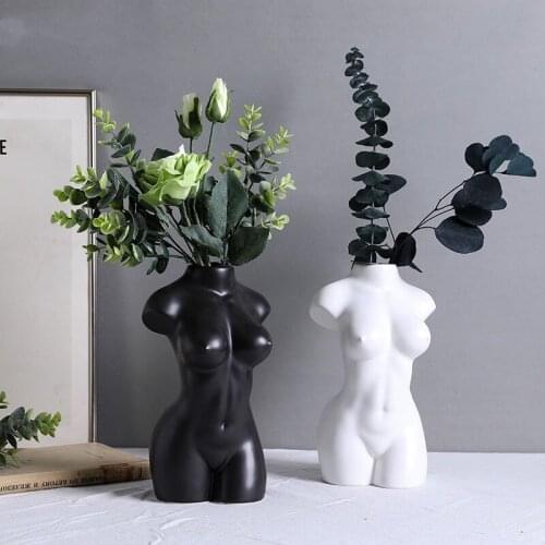 New Women Body Art Vase Nordic Abstract Sculpture For Home Garden Decoration Ceramic Flower Pot Miniature Vase Statue Ornaments
