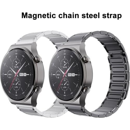 Upgrade Titanium Grey Watch Strap For Huawei GT2E GT2 Pro Band 22mm Stainless Steel Magnetic Chain Correa For GT2 46mm Magic2