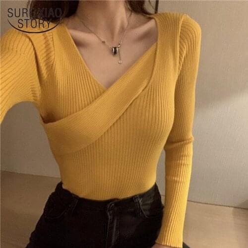 Solid Sweater Women Long Sleeve Knit Sweater All-match Autumn Winter Clothes Women Slim Casual Bottoming Pullover 10374