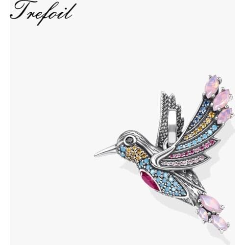 Pendants Colourful Hummingbird fit Necklace & Bags 2021 Brand New Fine Jewelry 925 Sterling Silver Cute Gift For Women Girls