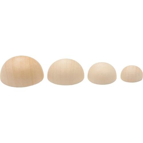 10pcs-50pcs Wooden Beads Balls Half-faced Round Spacers Natural Wood Hemispherical DIY Jewelry 15/20/25/30mm Sticker/Patch