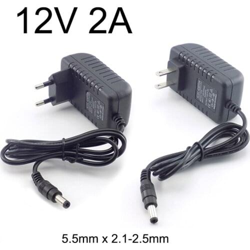 12V 2A Power Converter Supply Adapter AC to DC 2000mA Power Supply Switch 5.5 x 2.1-2.5mm US EU Plug For Strip Light 100-240V V