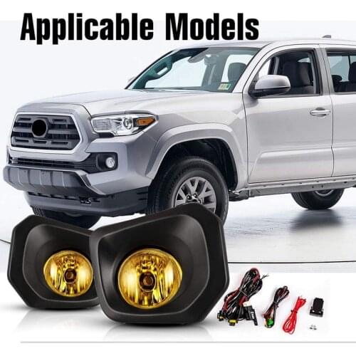 Car Front Bumper Driving Fog Lights Amber Lamps Black Bezel for Toyota Tacoma 2016-2021