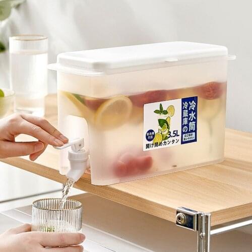 3.5L Transparent Juice Jug Large Capacity Refrigerator Water Pot Teapot Pitcher Cold Water Kettle With Faucet Drinkware