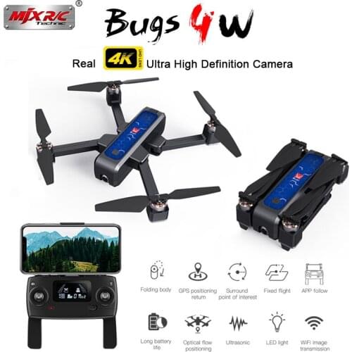 GPS 4K Camera Drone With Wifi FPV MJX Bugs4 W B4W Brushless Quadcopter 25mins Flight Time Gesture Control Foldable Drone V F11