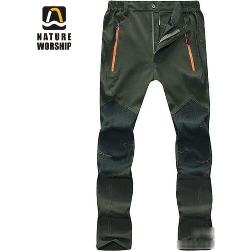 Outdoor Men Women Hiking Quick-Dry Pants Elastic Zipper Fly Thin Breathable Waterproof Slim Climbing Fishing Sports Trousers
