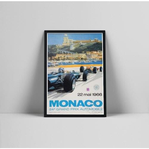 Vintage 1966 Monaco Motor Racing Posters and Prints Retro Wall Art Canvas Picture Painting For Bedroom Living Room Home Decor