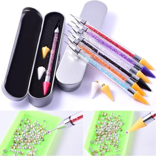 High Quality Pick Up Pen Metal Case Set Flatback Rhinestones Picking Up Tools DIY Beads Studs Picker Clothes Diamond Picker A13