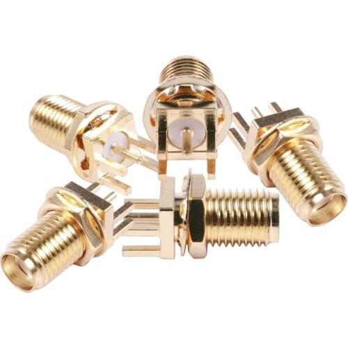 WSFS Hot 5 Pcs SMA Male Plug Center Solder PCB Mount RF Connectors Gold