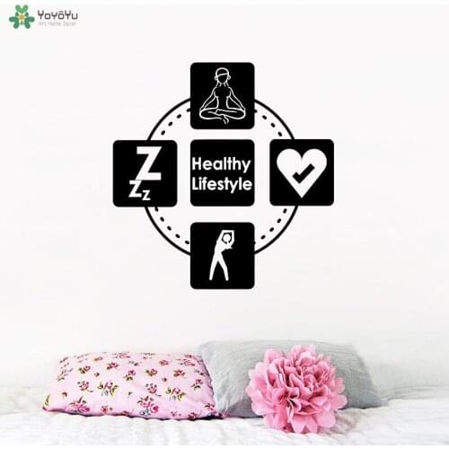 YOYOYU Wall Decal Sport GYM Quotes Healthy Lifestyle Vinyl Wall Stickers Yoga Studio Window Logo Decals Livingroom Decor CT593