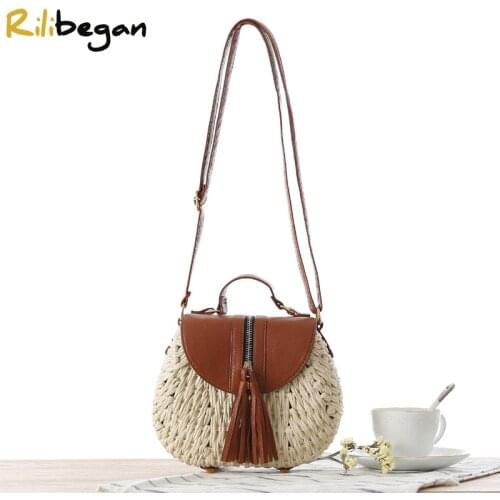 New Fashion Woven Bag for Woman Shoulder Straw Bag Casual Summer Bag for Female Sweet Style Beach Bag Women Messenger Bags