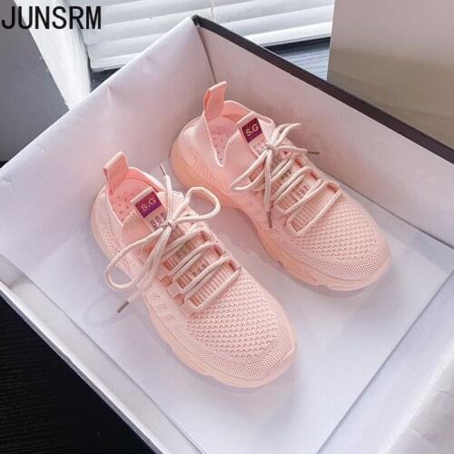 2021 New Summer Women Sneakers Girl Breathable Air Knit Hollow Out Fashion Color Casual Sport Shoes Fitness Trainers 4 Colors