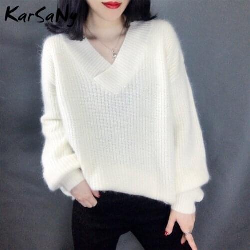 Winter Thick Sweater Women Oversized Sweaters For Women Warm Womens V-neck Sweaters And Pullovers Knitted Sweater Oversize 2020