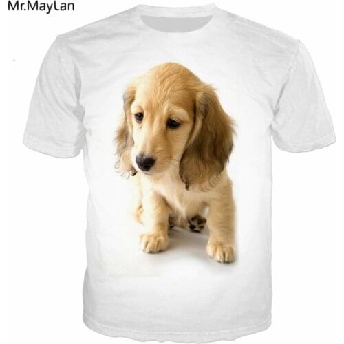 2019 new Harajuku style 3d smart pet Golden Retriever T-shirt trend Gothic wind unisex Tshirt casual mens round neck top