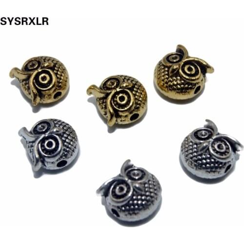 Free Shipping 10pcs/20Pcs Golden /Silvery Owl Head Spacers Beads Vintage Alloy Beads For Jewelry Making DIY Bracelet Material