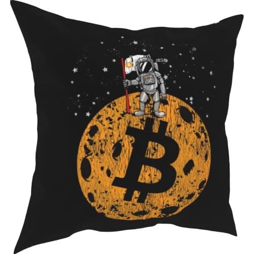 Bitcoin Moon With Astronaut Pillow Cases Crypto Cryptocurrency Currency BTC Cushion Cover Decor Pillowcase for Sofa 18