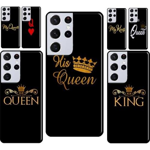 King Queen Couple Lovers Phone Case For Samsung Galaxy S21 S20 FE Note 10 S8 S9 S10 Plus Note 20 Ultra Back Cover