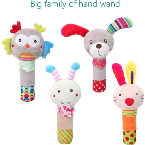 Baby Rattle Cute Baby Toys Different Cartoon Animal BB Stick Hand Bell Rattle Soft Plush Toys for 0-12 Months 40% off