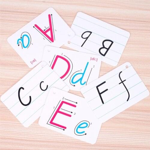 Kids Toys Montessori Early Development Learning 26 Letter English Flash Card Handwritten Toy For Children Gift With Buckle