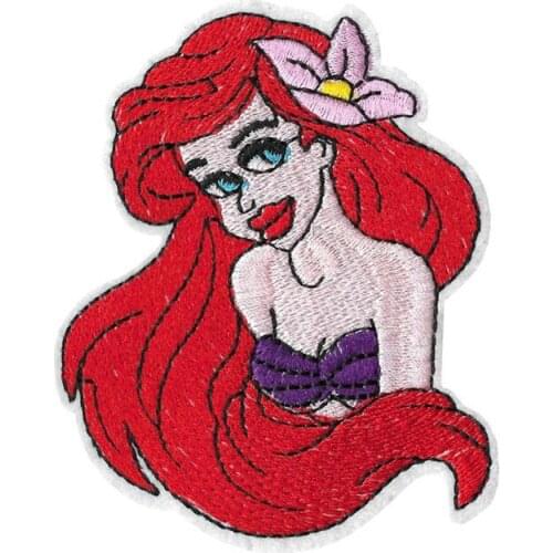 Disney Mermaid Heart Patches Cap Bag Shoe Iron On Appliques DIY Apparel Accessories Patch For Clothing Fabric Badges