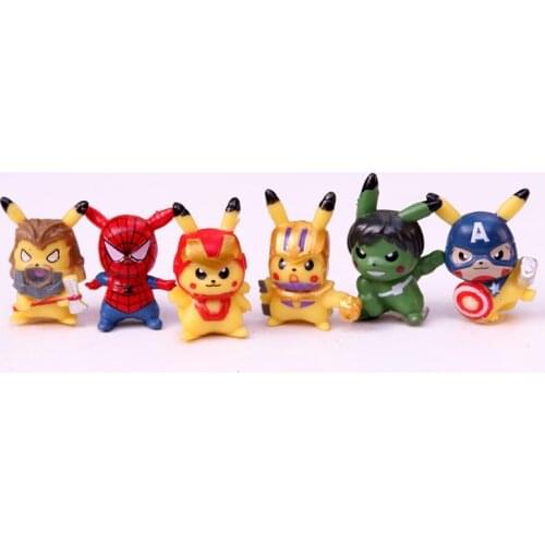 6Pcs/Set Anime Pokemon Pikachu Action Figures Mini Avengers Design Model Toys Pokémon Go Monster Dolls Boys Toy Gift