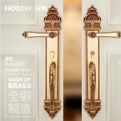 HODSW European brass villa opposite door lock double door lock indoor door meeting room big lock
