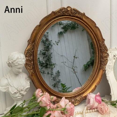 European Vintage Mirror Trays Decorative Creativity Relief Carving Process Jewelry Cosmetic Storage Tray Living Room Decoration