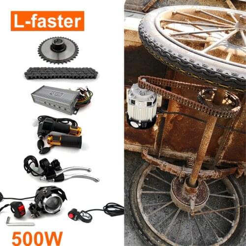 Fixed Chain Wheel 48V 500W Electric Wheelbar Bicycle Conversion Kit Can Load 250kg Go Forward And Backward
