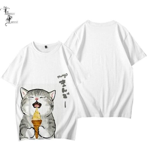 Cute Cat & Icecream 3D Printing T-shirt Summer Fashion Round Neck Short Sleeve Popular Japan Harajuku Streetwear Plus Size