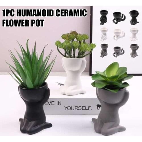 Humanoid Ceramic Flower Pot Vase Portrait Vase Fleshy Flower Pot Flower Arrangement Vase Home Decoration Birthday Gift G
