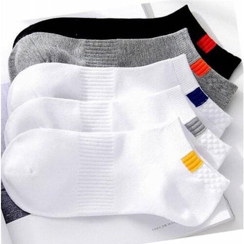 Cotton socks striped printed letter socks of unisex knitting embroidery socks sport casual ankle socks 5 pair size of 35-40
