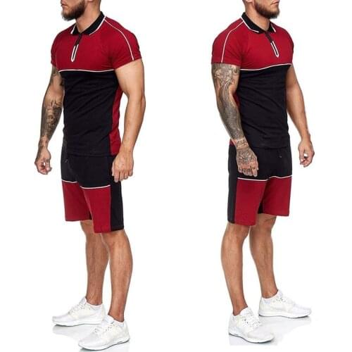 ICCLEK 2021 Summer New Color Color Slim Suits Mens European and American Fashion Casual Running Sports Two-piece