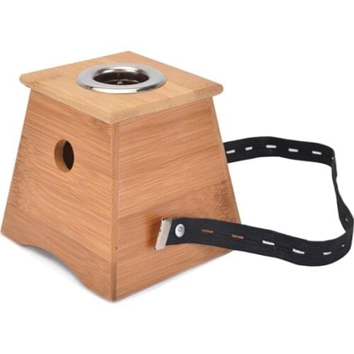 Chinese mugwort leaf burning Holder Single holes Bamboo wood Moxa Box for Acupuncture Points Moxibustion Massage