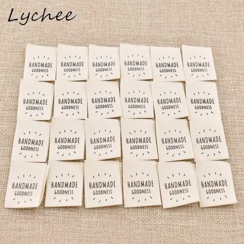 Lychee 50pcs Classic Washable Cotton Labels Hand Made DIY Craft Sewing Garment Bag Needlework Print Pattern Tags