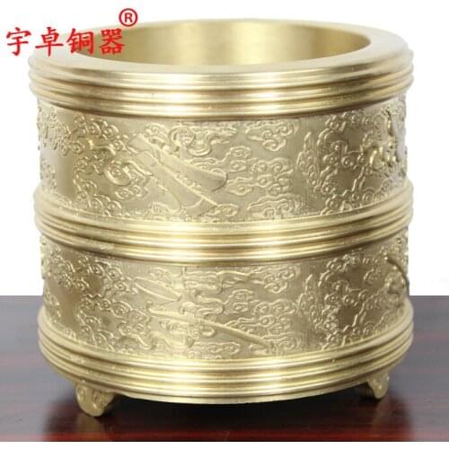 Yu Zhuo copper pen brushpot Office Desk Decoration Eight Buddhist teachers send gifts for graduation